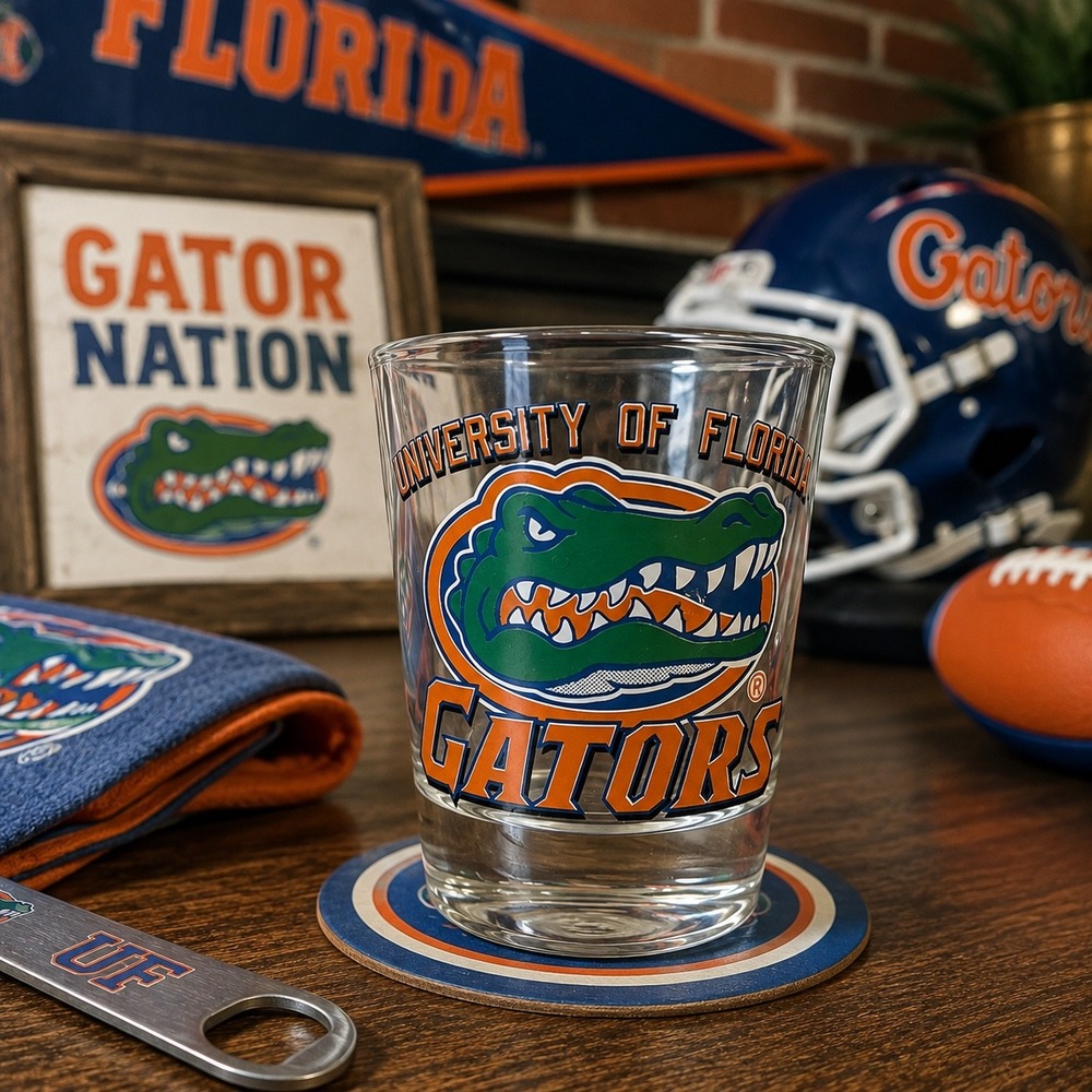 University of Florida Gators Shot Glass Albert Gator Logo UF NCAA Collectible
